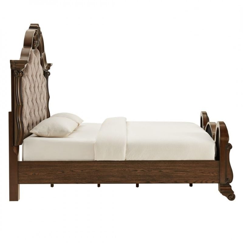 Dark Cherry Wood Eastern King Traditional Platform Bed H125795