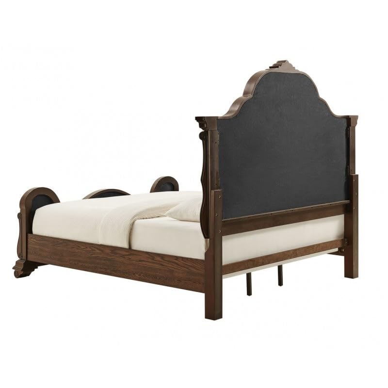 Dark Cherry Wood Eastern King Traditional Platform Bed H125795