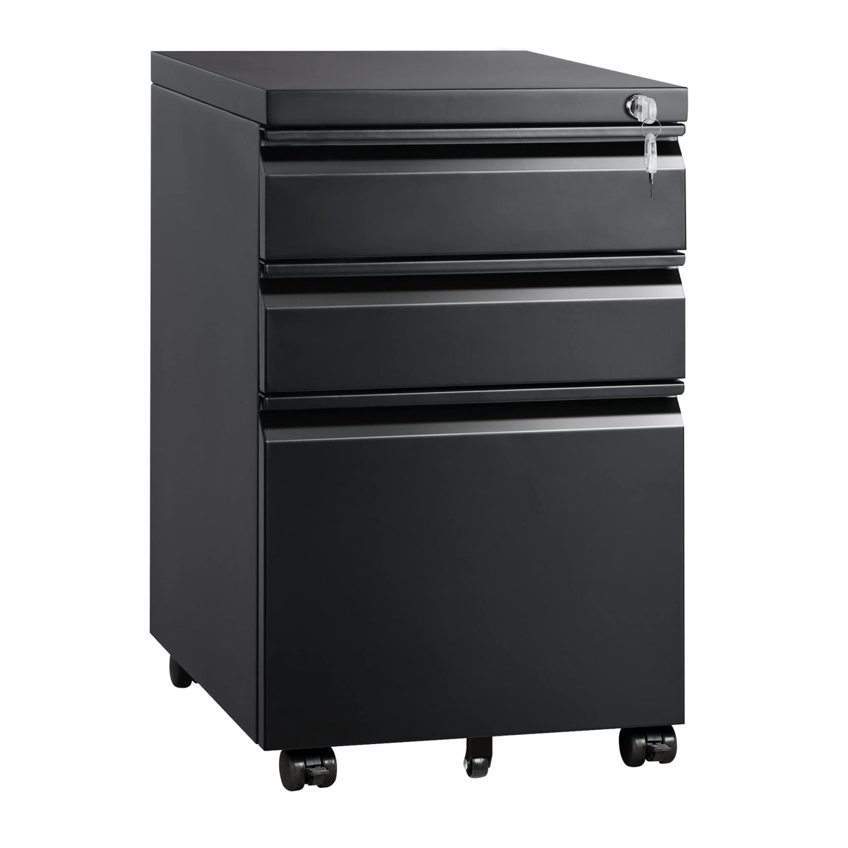 3 Drawer Mobile File Cabinet with Lock, Black R556
