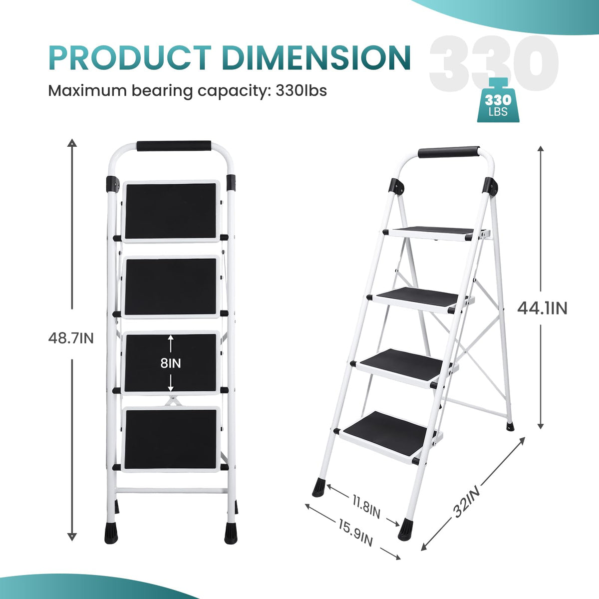 4 Step Foldable Step Stool with Anti-Slip Pedal P791