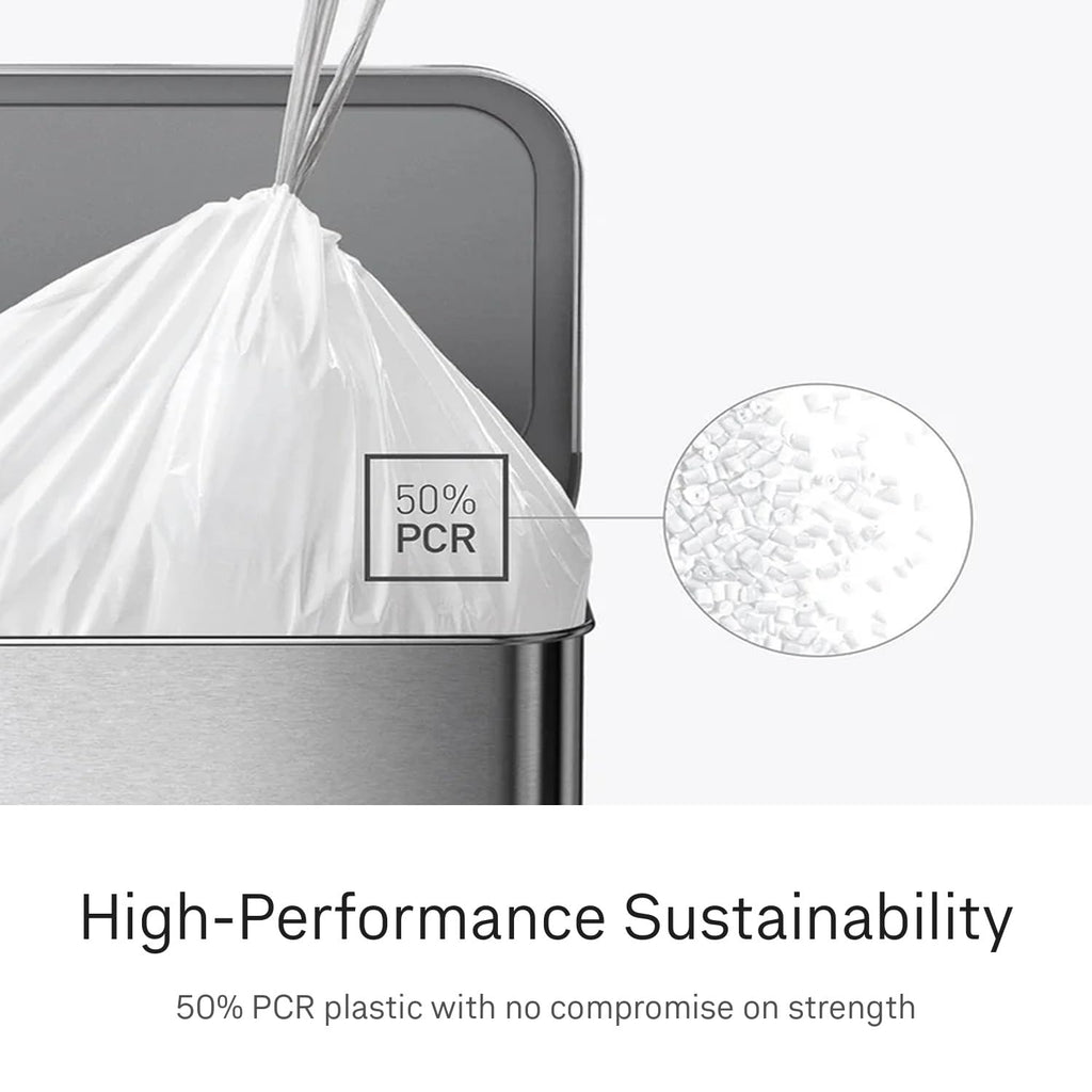 100 Count Drawstring Kitchen Trash Bags, 40-50 Liter, White E716828