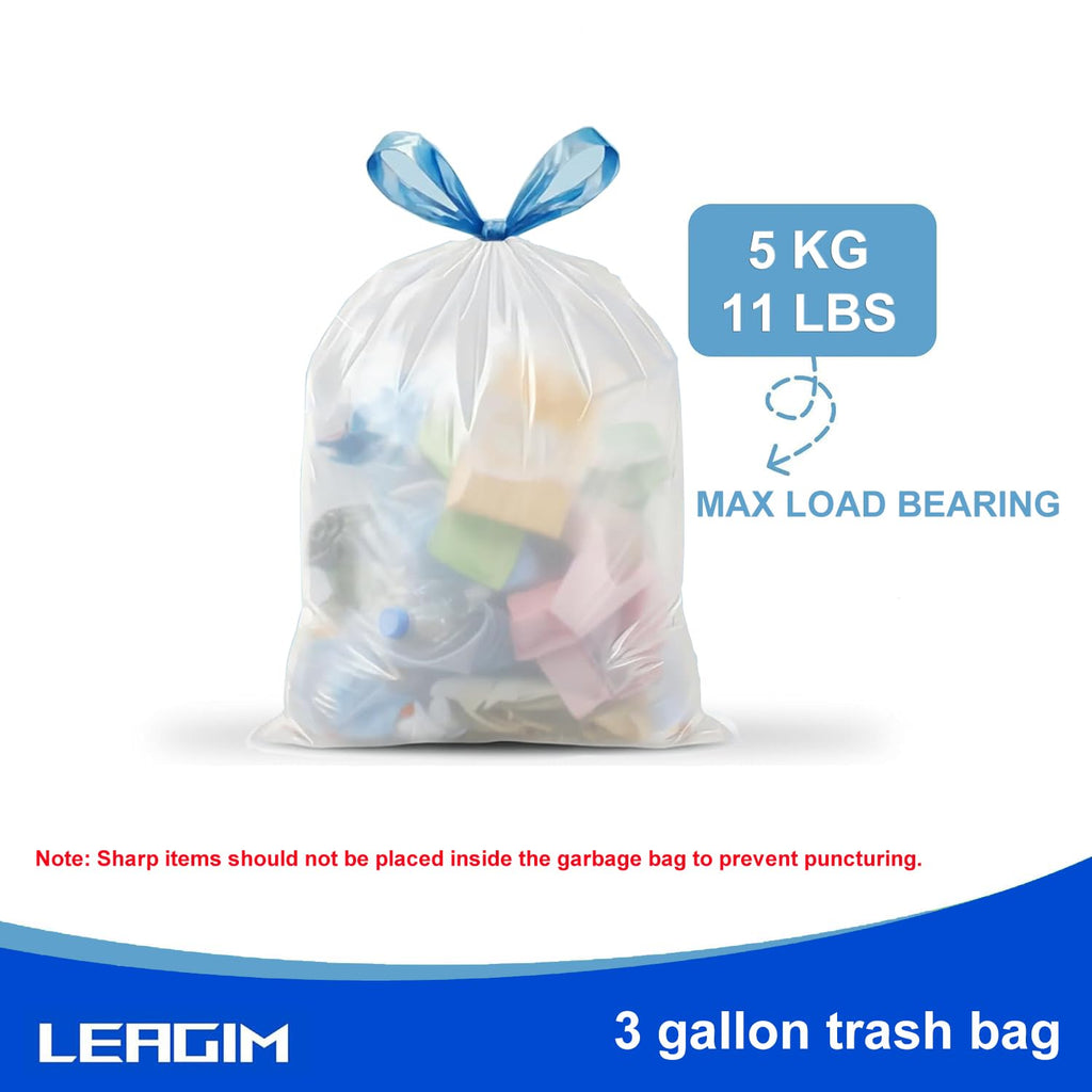 3 Gallon 360 Count 1.2 Mil Drawstring White Plastic Trash Bags I281064