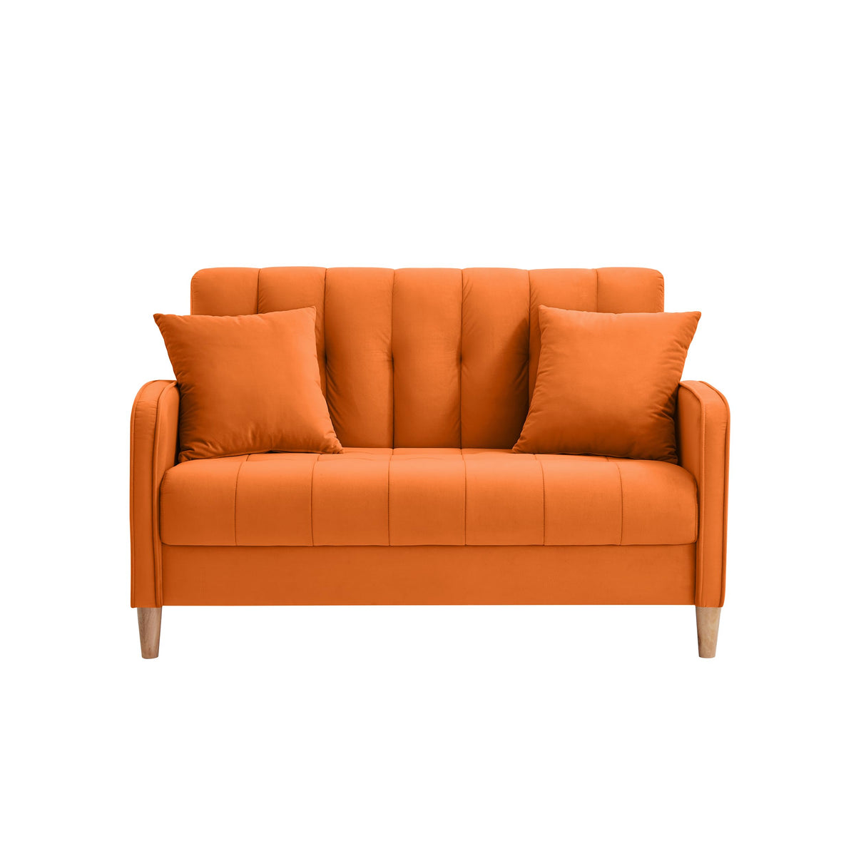 Orange Velvet Tufted Loveseat Sofa K7180