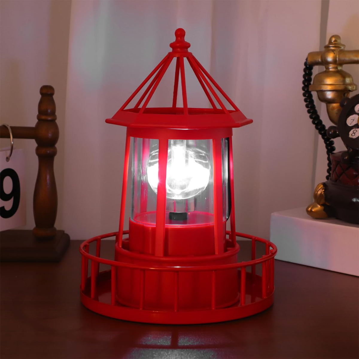 Rotating Metal Solar Lighthouse R9732