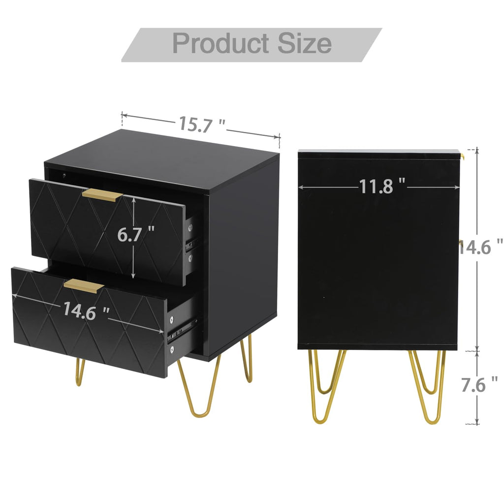 Black 6 Drawer Dresser and 2 Drawer Nightstand Set of 2 H372507
