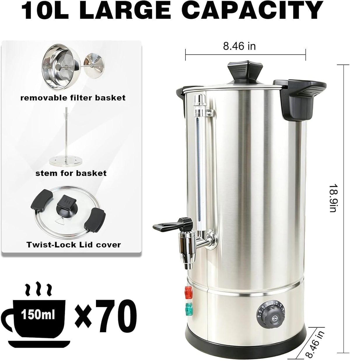 70 Cup Stainless Steel Coffee Urn J9111