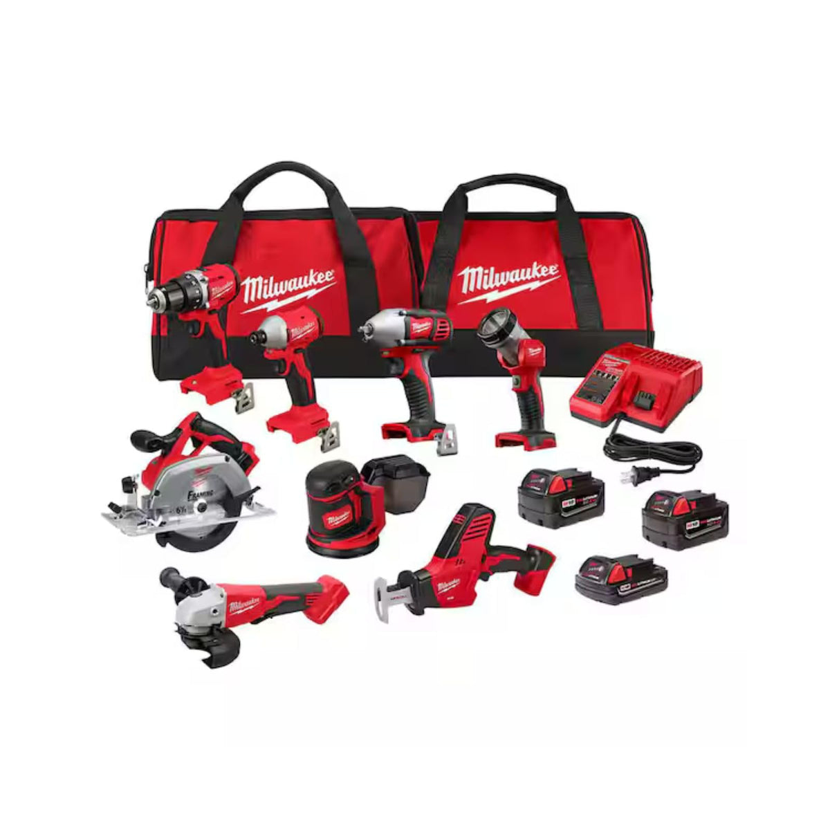 18V Cordless Power Tool Combo Kit, 8-Tool Set, 3 Batteries C145