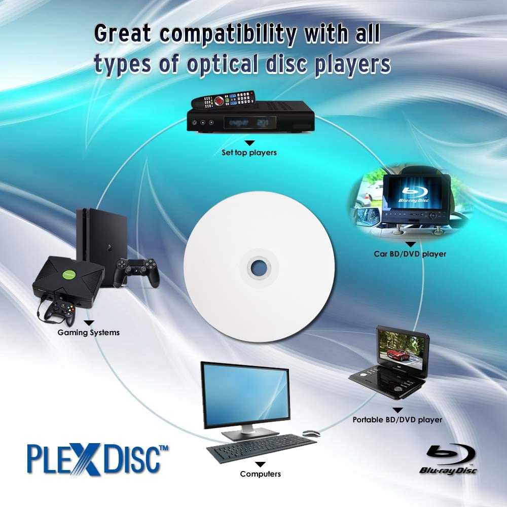50 GB 6X Blu-ray Double Layer White Inkjet Recordable Disc BD-R DL, 10-Disc Spindle B420