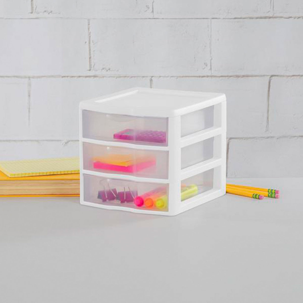 White Plastic 3 Drawer Desktop Storage Unit E238