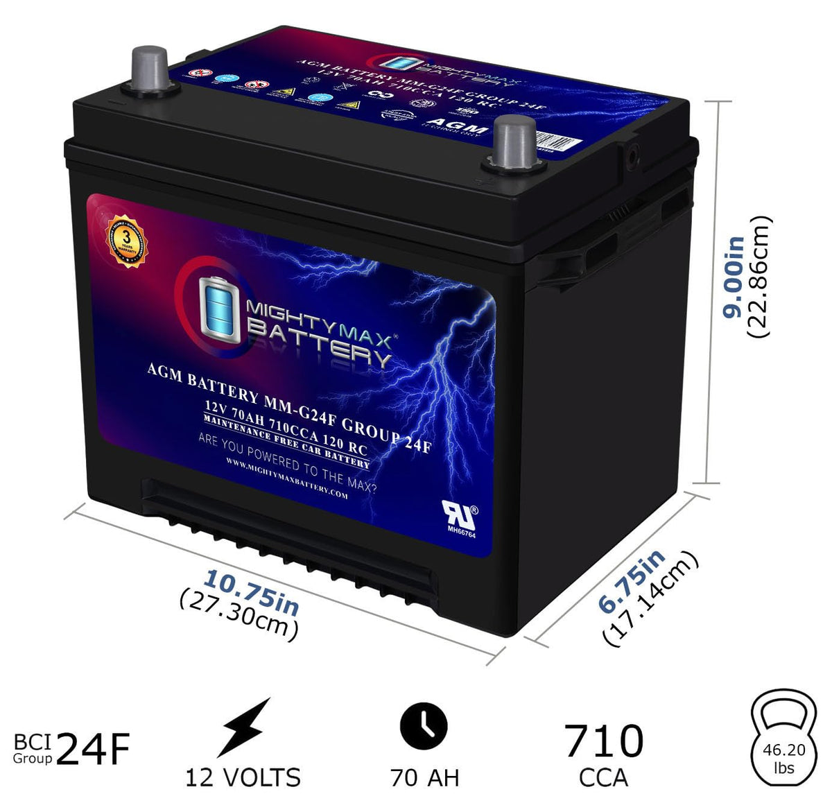 12V 70Ah AGM Replacement Battery I806782