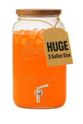 2 Gallon Glass Beverage Dispenser with Wooden Lid O252