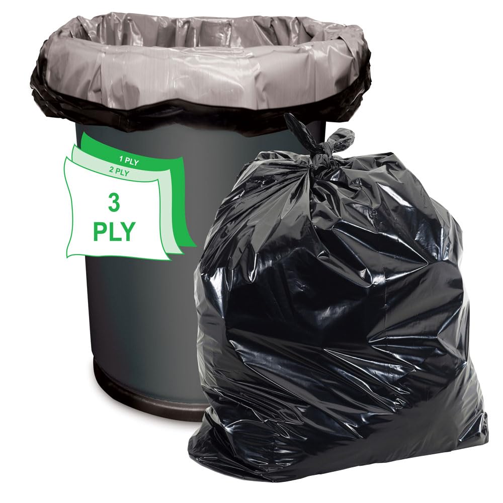 Black 40-45 Gal Trash Bags, 1.5 MIL, 100 Pk S47640