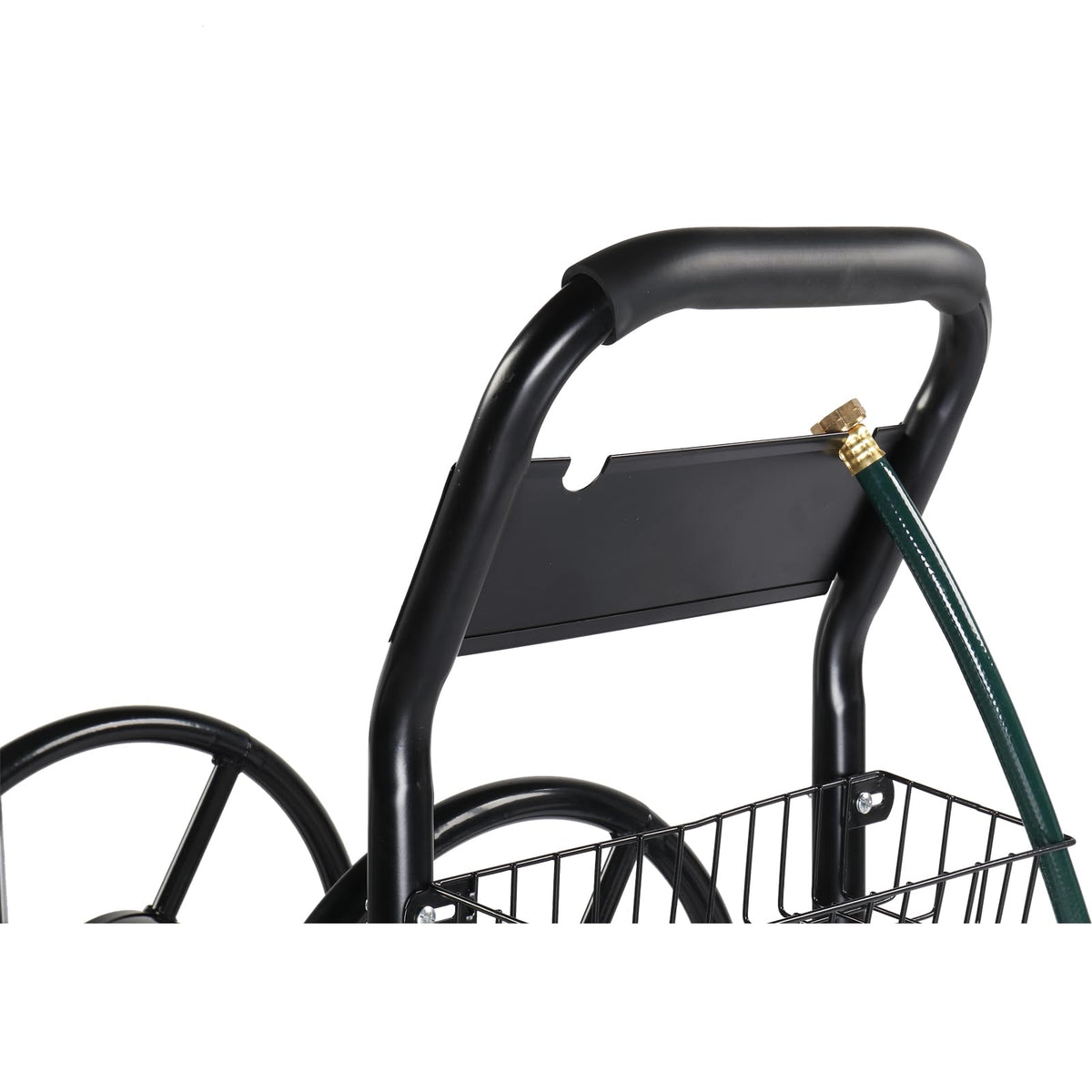 4-Wheel Portable Garden Hose Reel Cart with Storage Basket W509