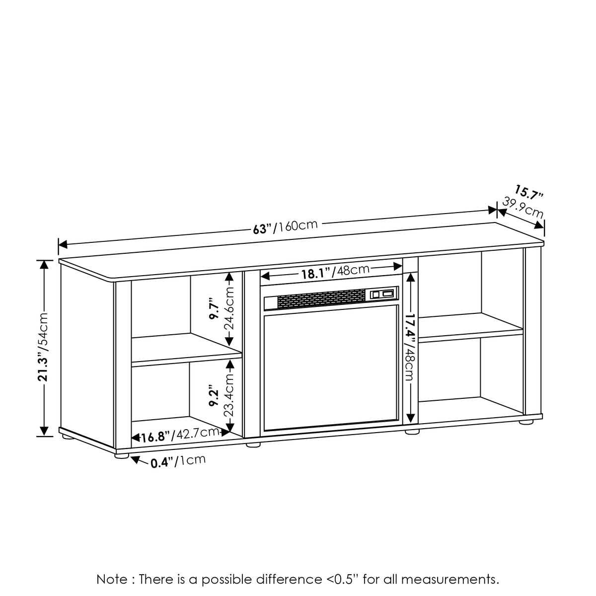 3-Tier Fireplace TV Stand for 70 Inch TV L90074