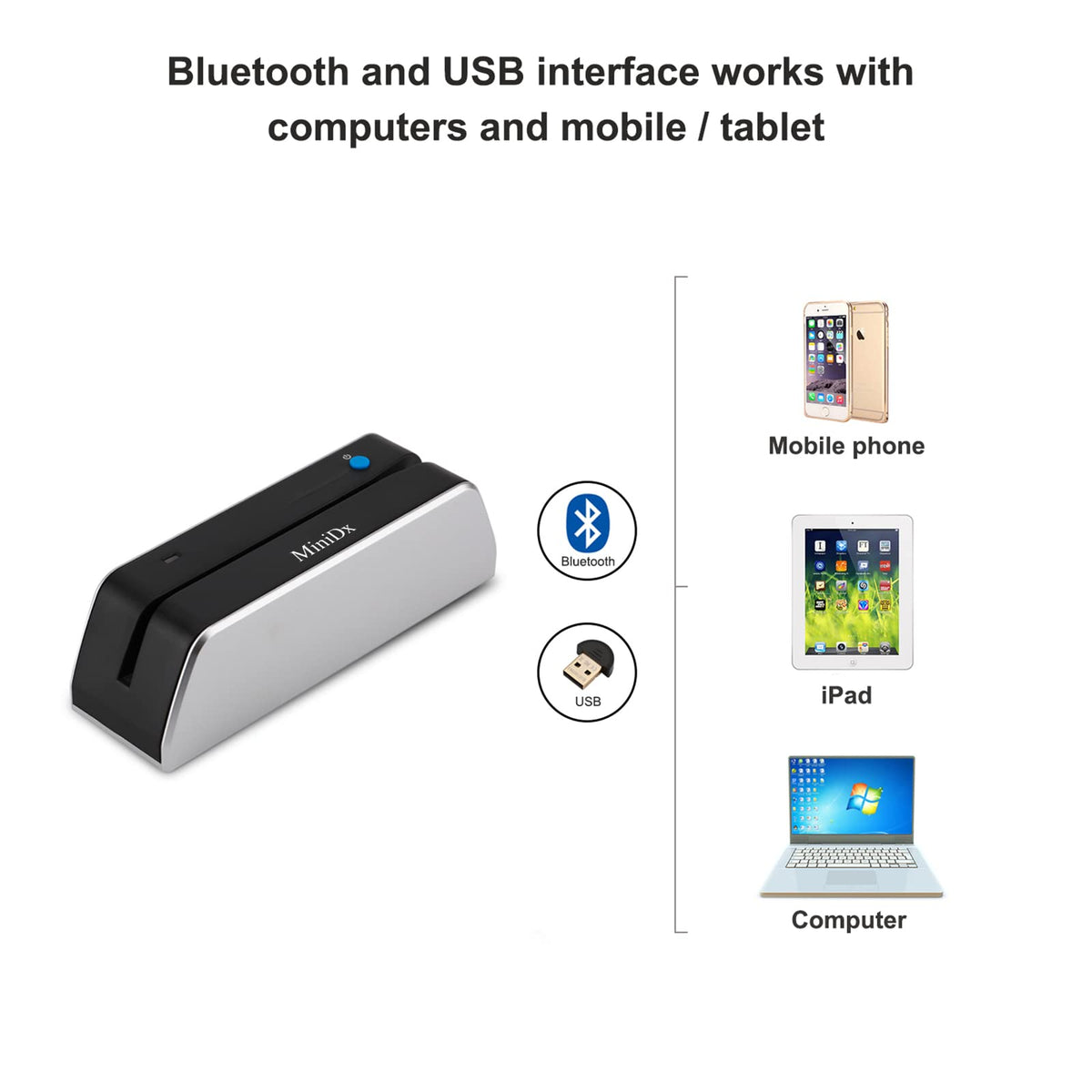 Bluetooth Magnetic Swipe Card Reader Writer Encoder 3-Track A398973