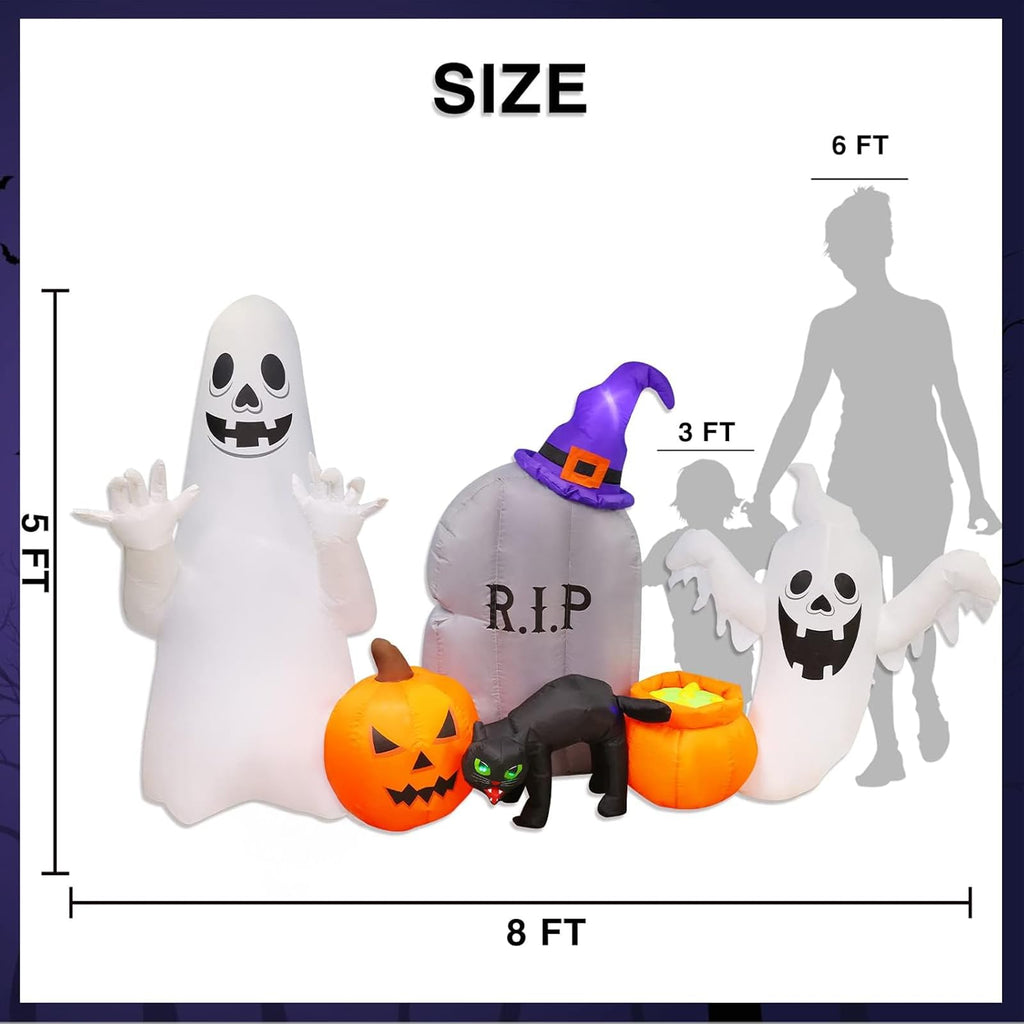 8FT Inflatable Ghost Cat Pumpkin R73094