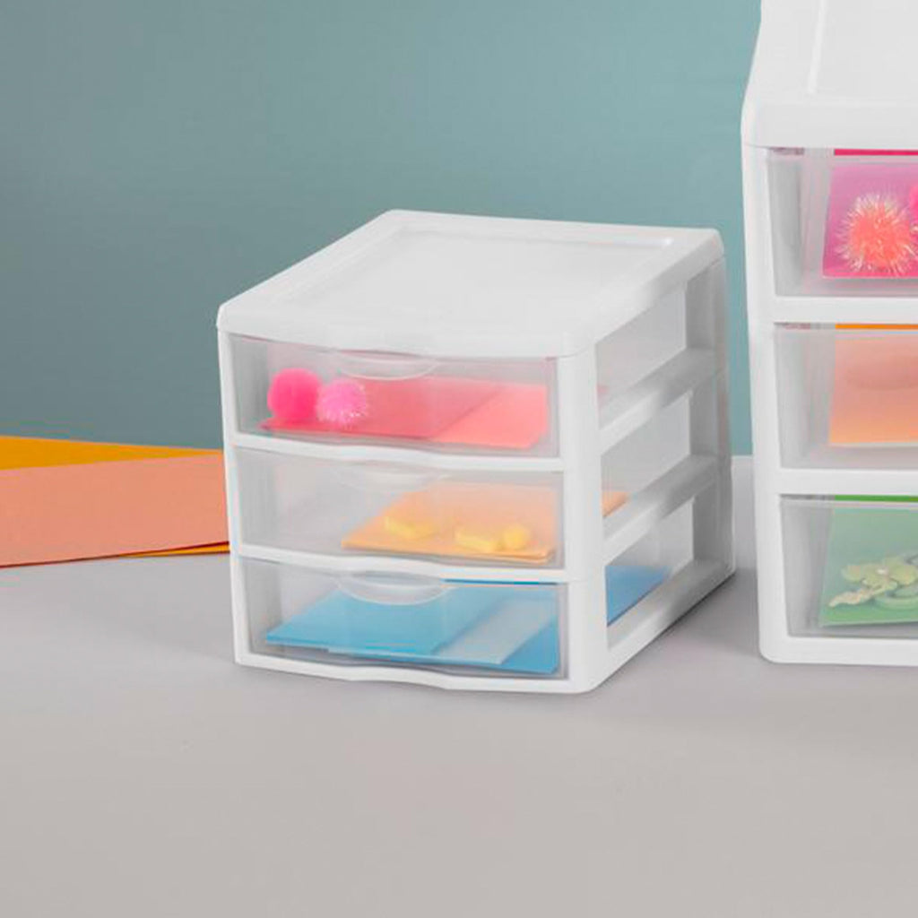 White Plastic 3 Drawer Desktop Storage Unit E238