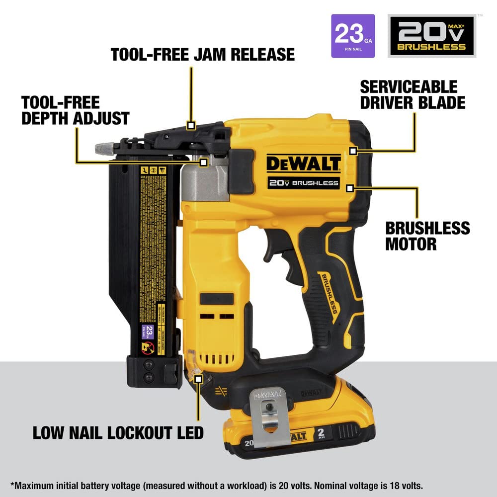 20V MAX Brushless Cordless 23 Ga. Pin Nailer Kit B998620
