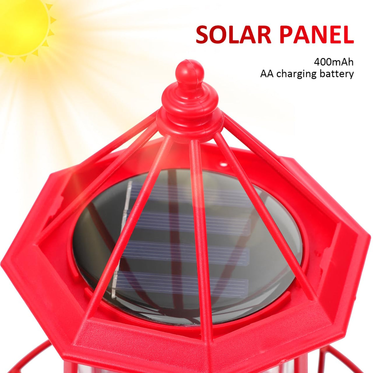 Rotating Metal Solar Lighthouse R9732