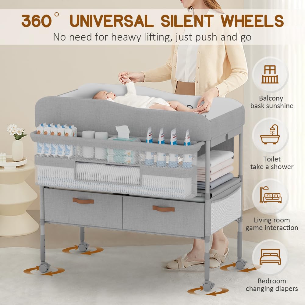 Portable Baby Changing Table with Storage Drawers E317895