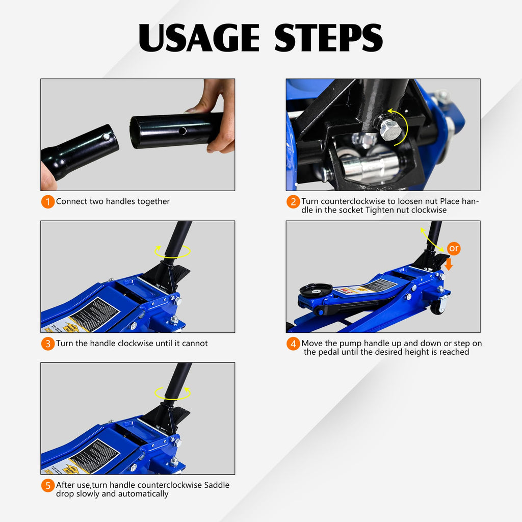 3 Ton Hydraulic Floor Jack with Foot Pedal B86917