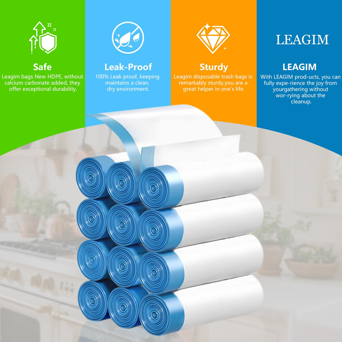 3 Gallon 360 Count 1.2 Mil Drawstring White Plastic Trash Bags I281064