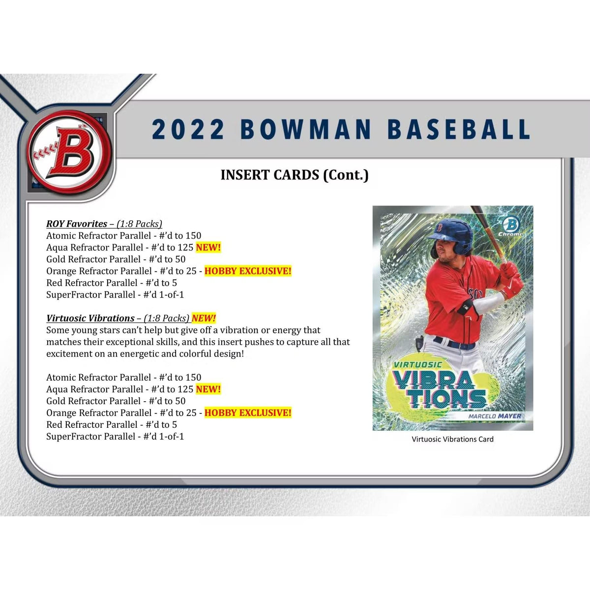 2022 Bowman Baseball Trading Card Mega Box E8675