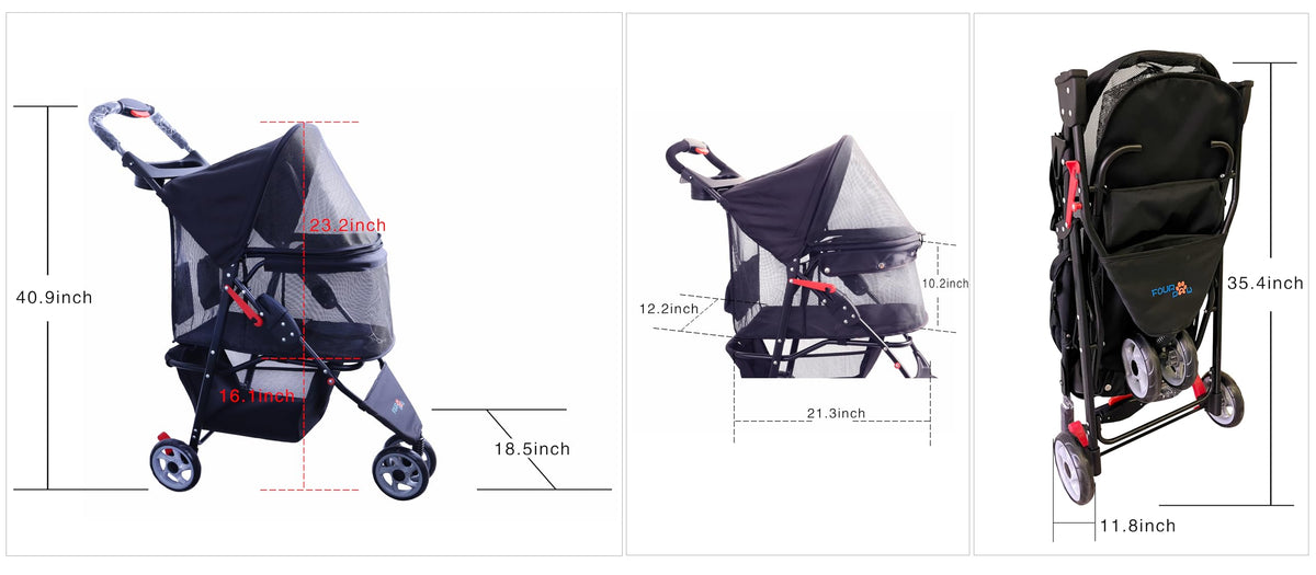 3 Wheels Pet Stroller with Storage Basket P520038