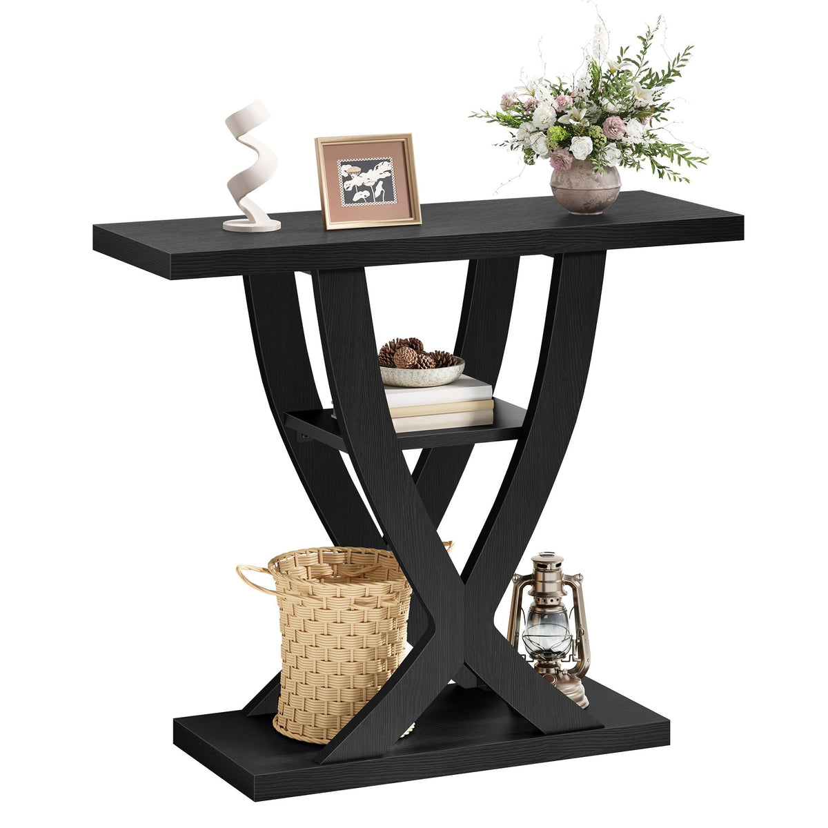 31.5" 3 Tier Black Console Table Q316744