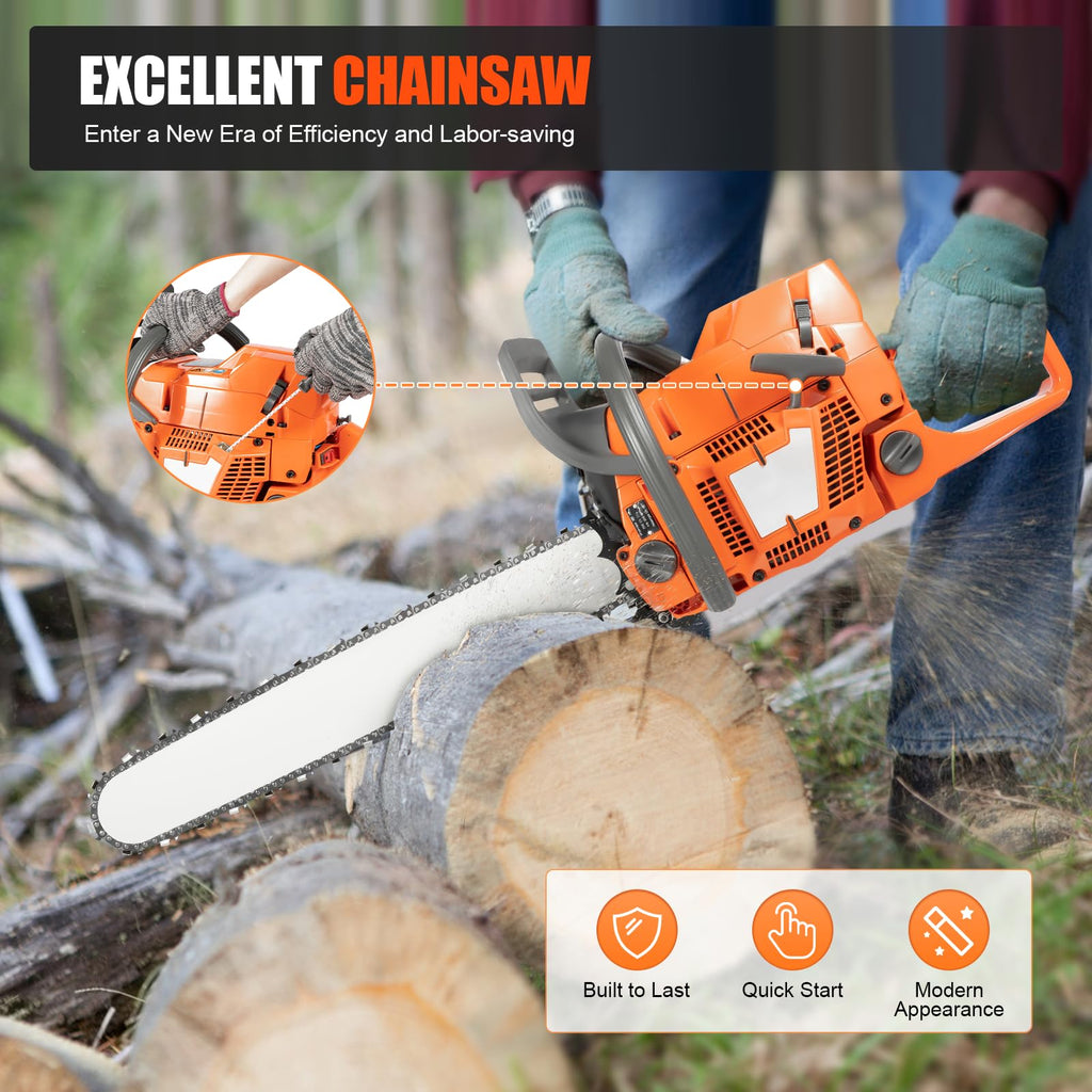 24" 72CC Gas Powered Chainsaw M520