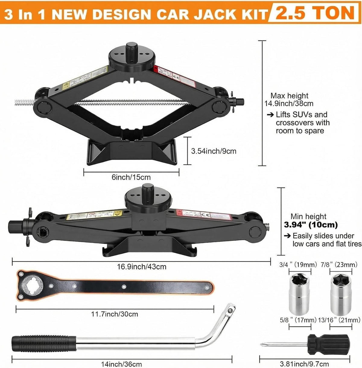 Scissor Car Jack Kit 2.5 Ton M614