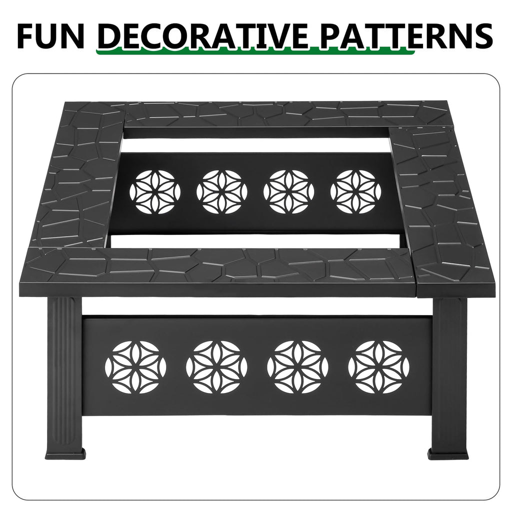32 Inch Square Wood Burning Fire Pit Table A15671