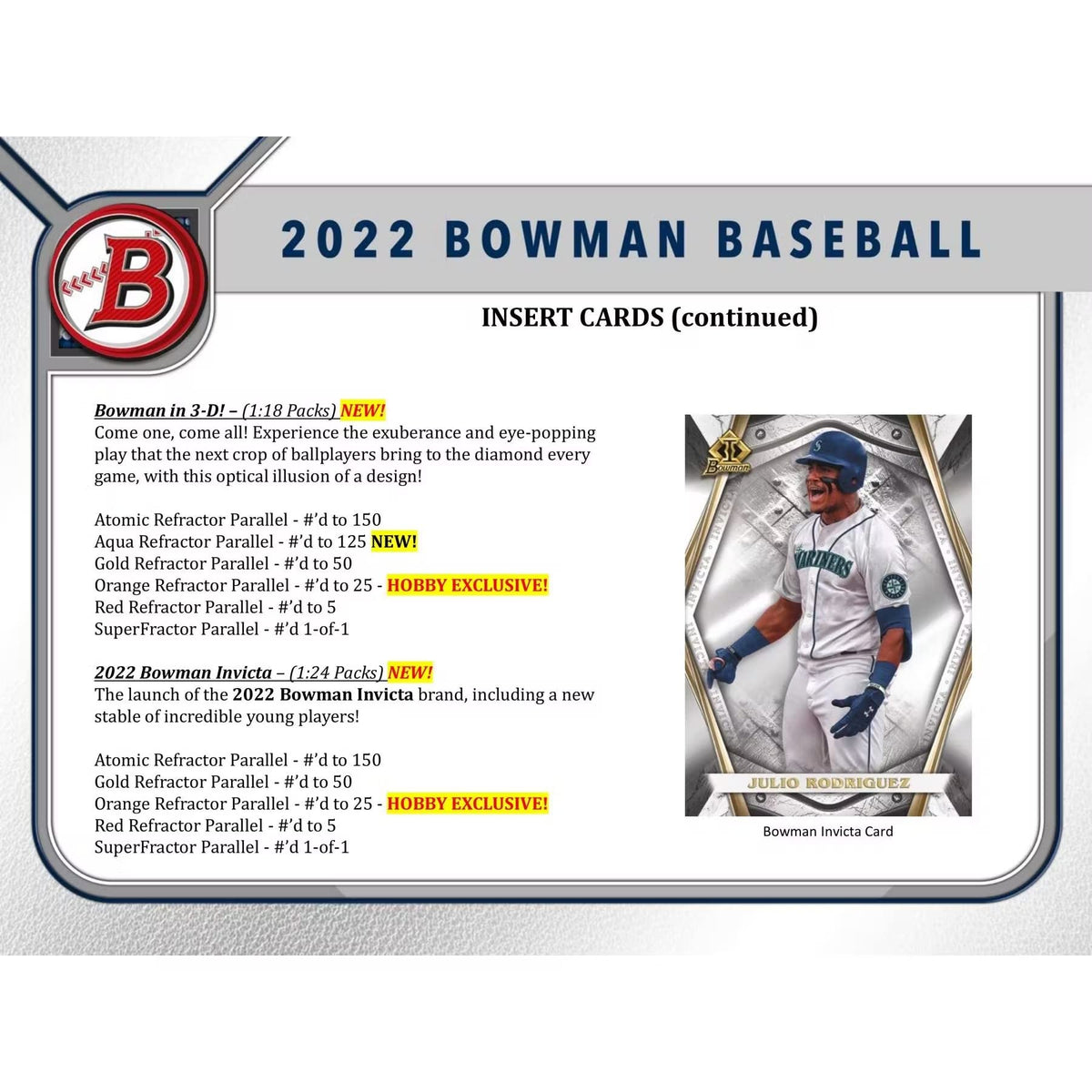 2022 Bowman Baseball Trading Card Mega Box E8675