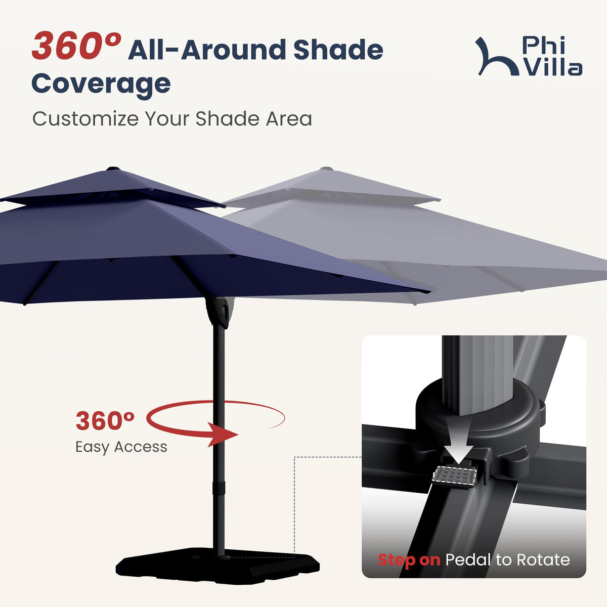 9'x12' Navy Cantilever Patio Umbrella with Base V547677