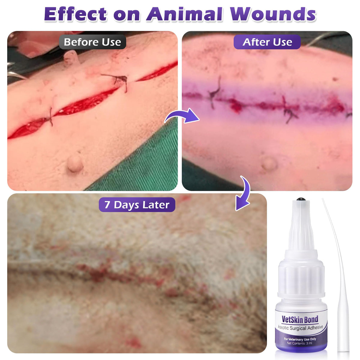 3ml Veterinary Surgical Skin Glue with 10 Applicators H9116
