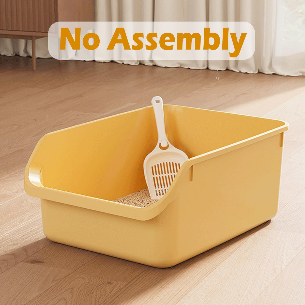 Large Cat Litter Box with High Sides and Low Entry V437102