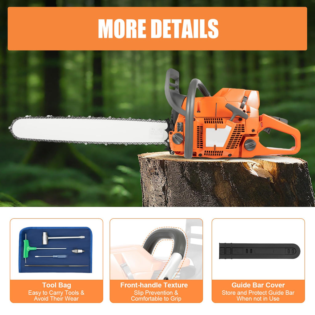 24" 72CC Gas Powered Chainsaw M520