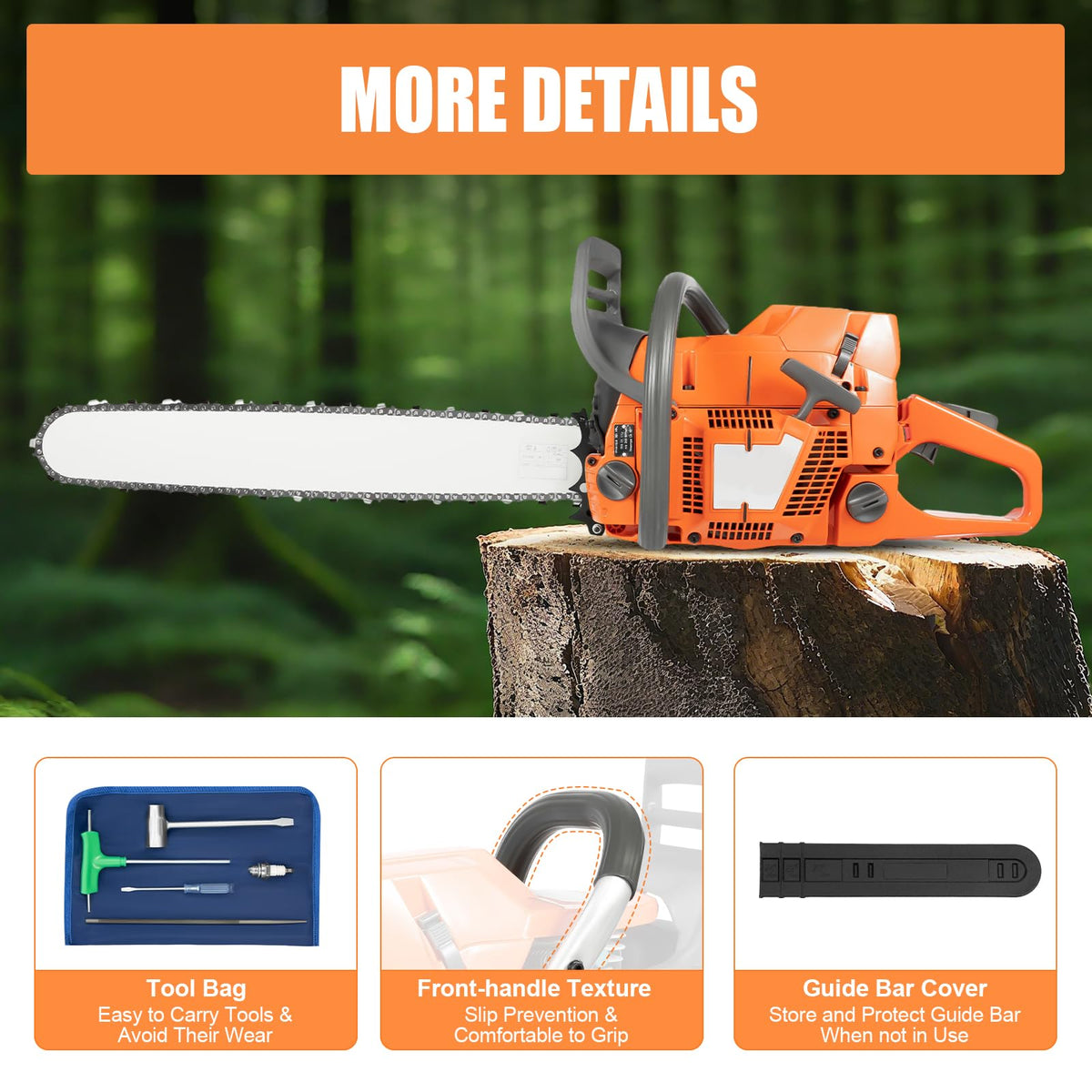 24" 72CC Gas Powered Chainsaw M520