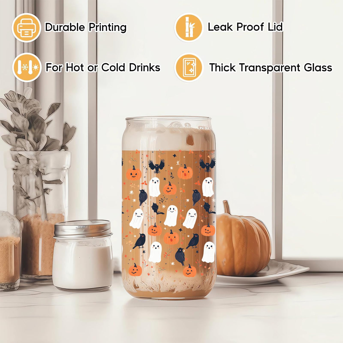 22oz Glass Tumbler with Lid & Straw J350391
