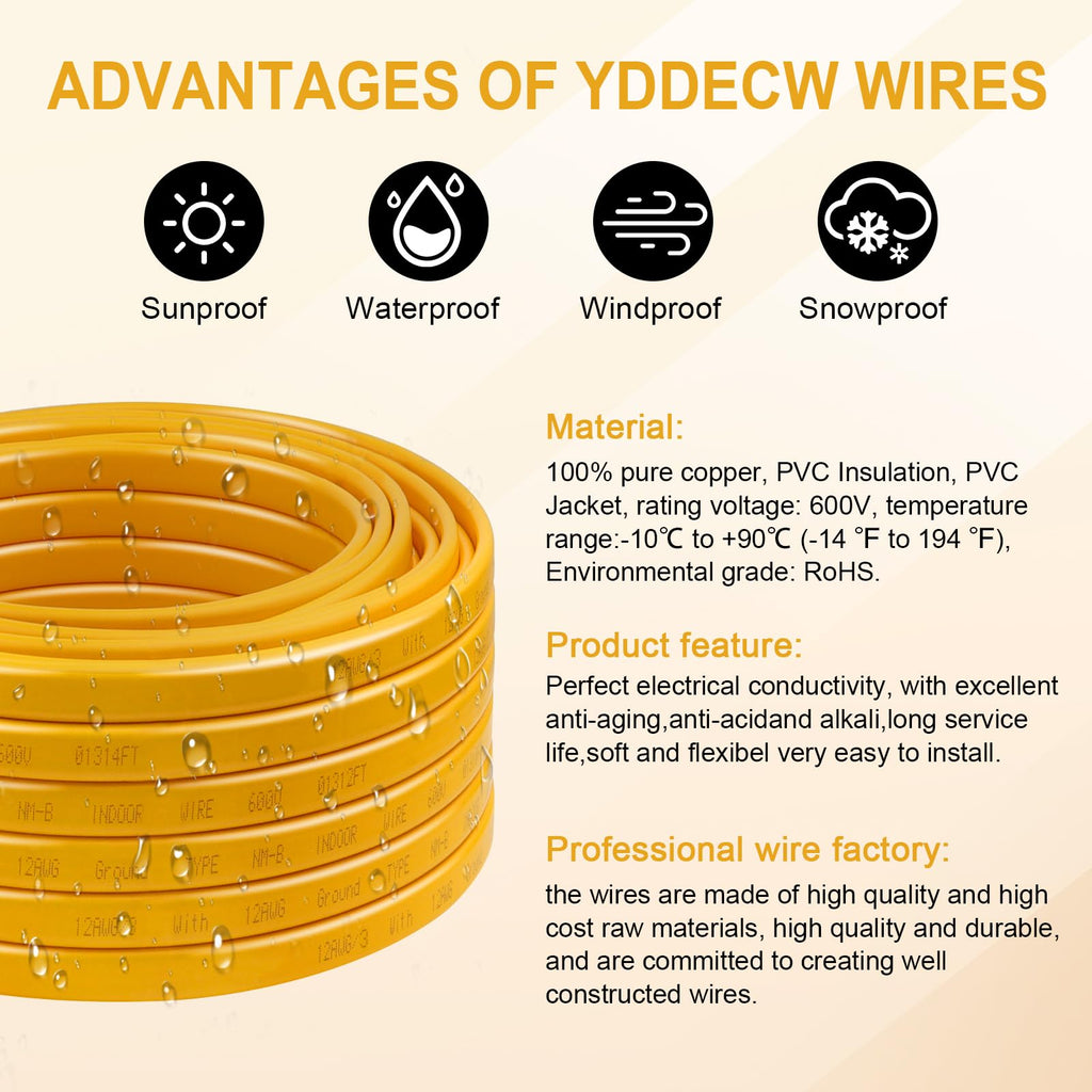 12 AWG 3 Conductor NM-B Wire with Ground 100FT H471527
