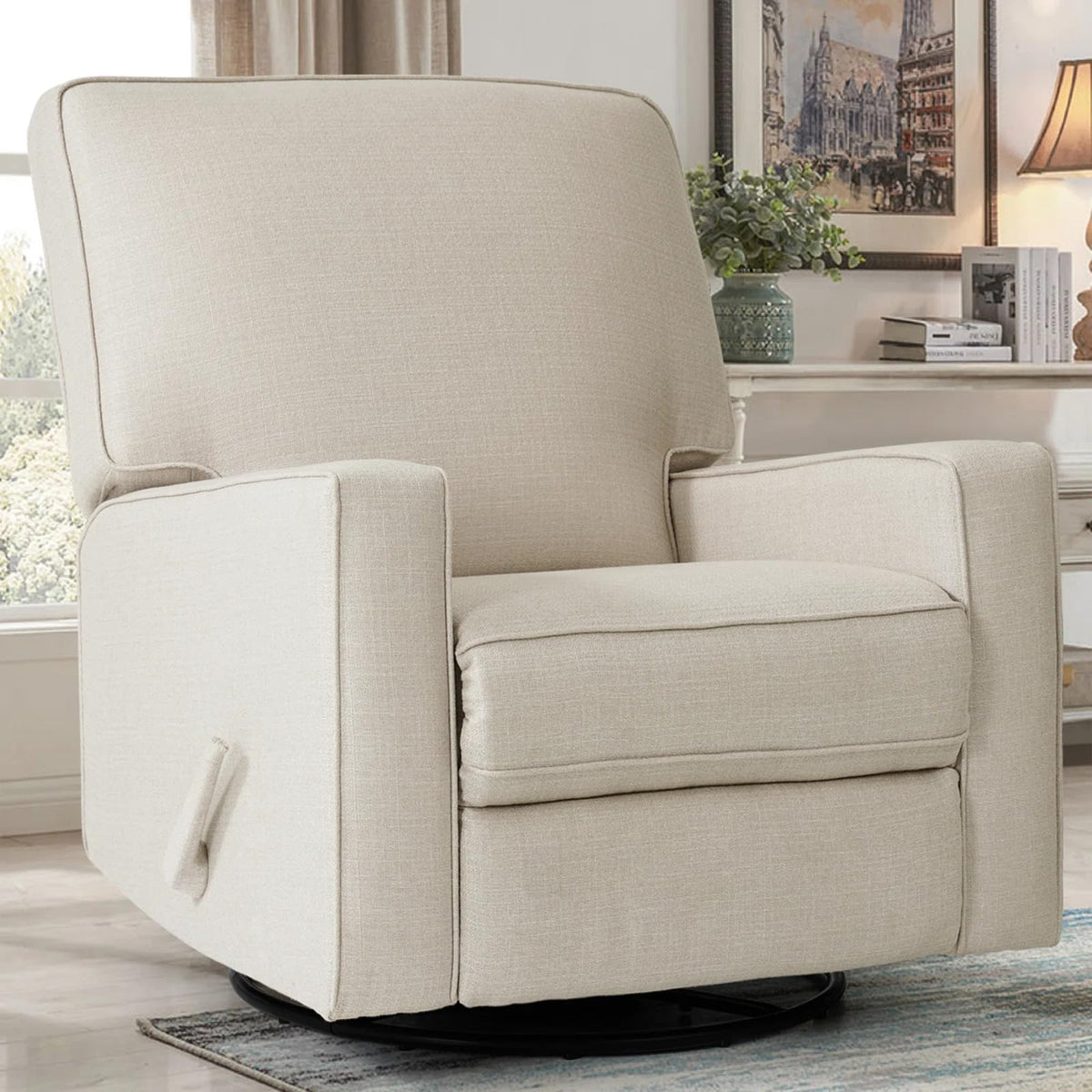 Beige Swivel Rocker Recliner Chair I64682