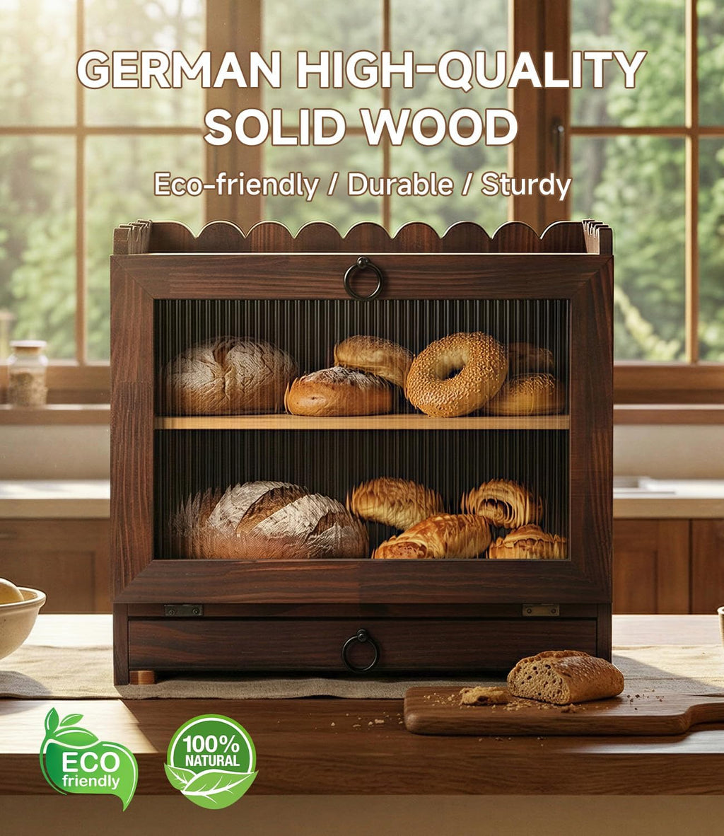 Wooden Double Layer Bread Box U713
