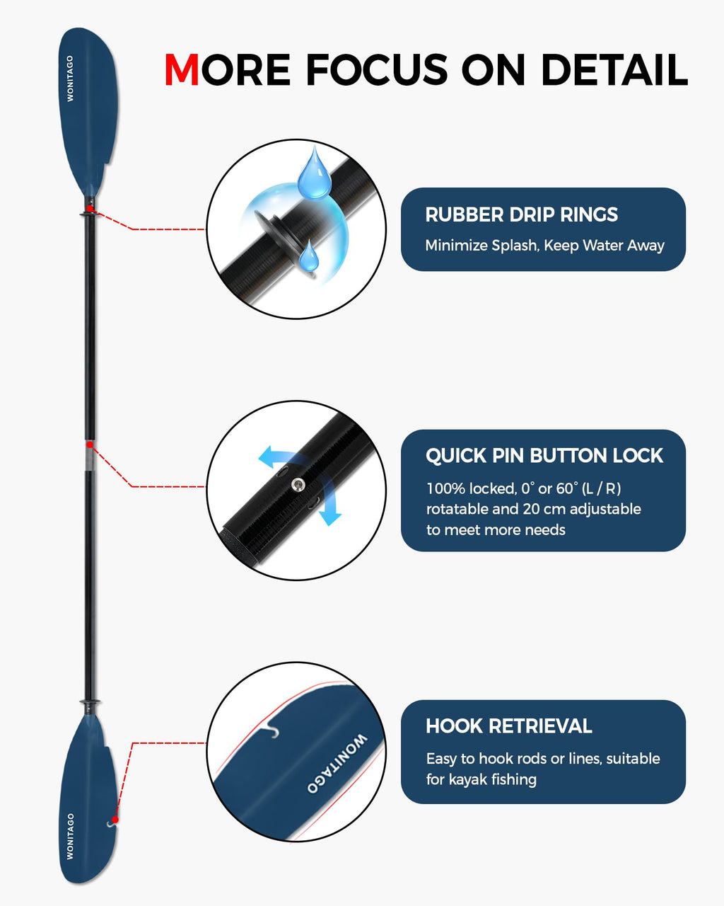 Adjustable Fiberglass Kayak Paddle J9575