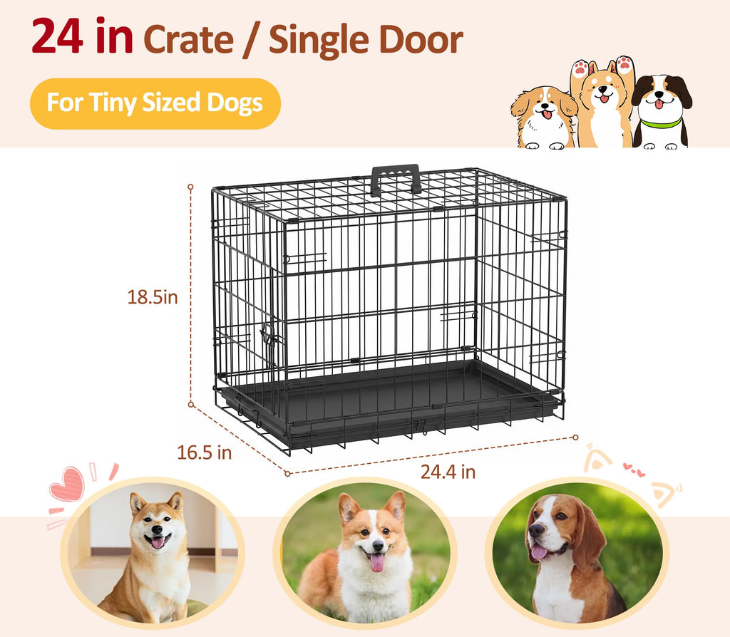 Portable Single Door Dog Crate with Removable Tray O484