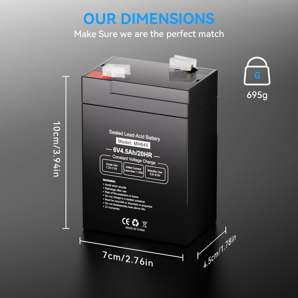 6V 4.5Ah Rechargeable SLA AGM Battery, 6 Pack M8922