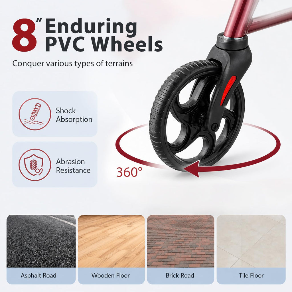 Foldable Rollator Walker 4 Wheel Transport Chair I6345