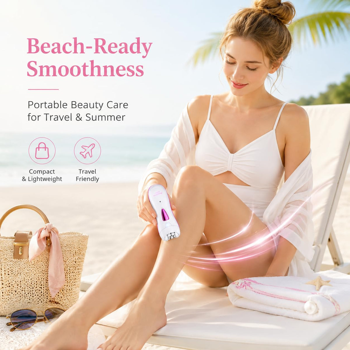 Facial Epilator with LED Light, Portable Rechargeable Body Epilator O3668