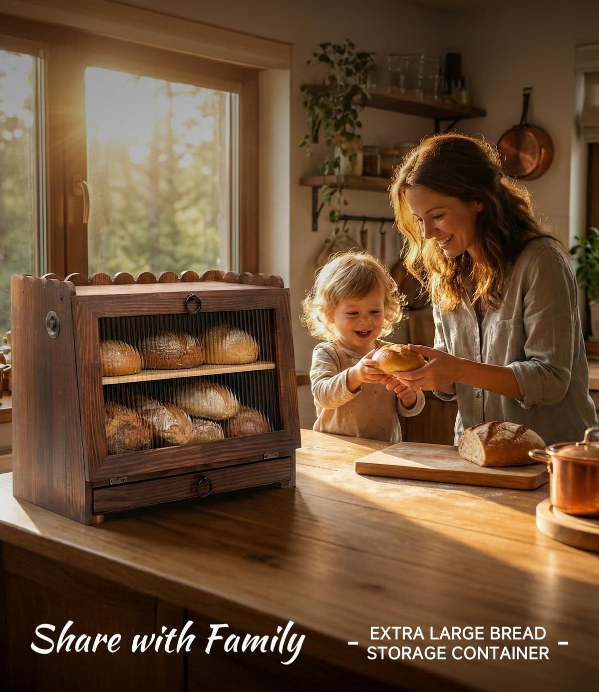 Wooden Double Layer Bread Box U713