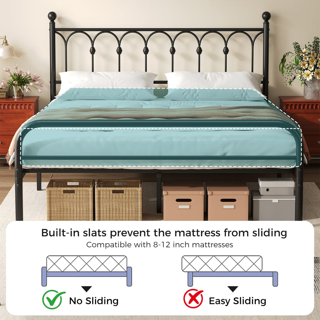 Queen Metal Bed Frame with Headboard T9260