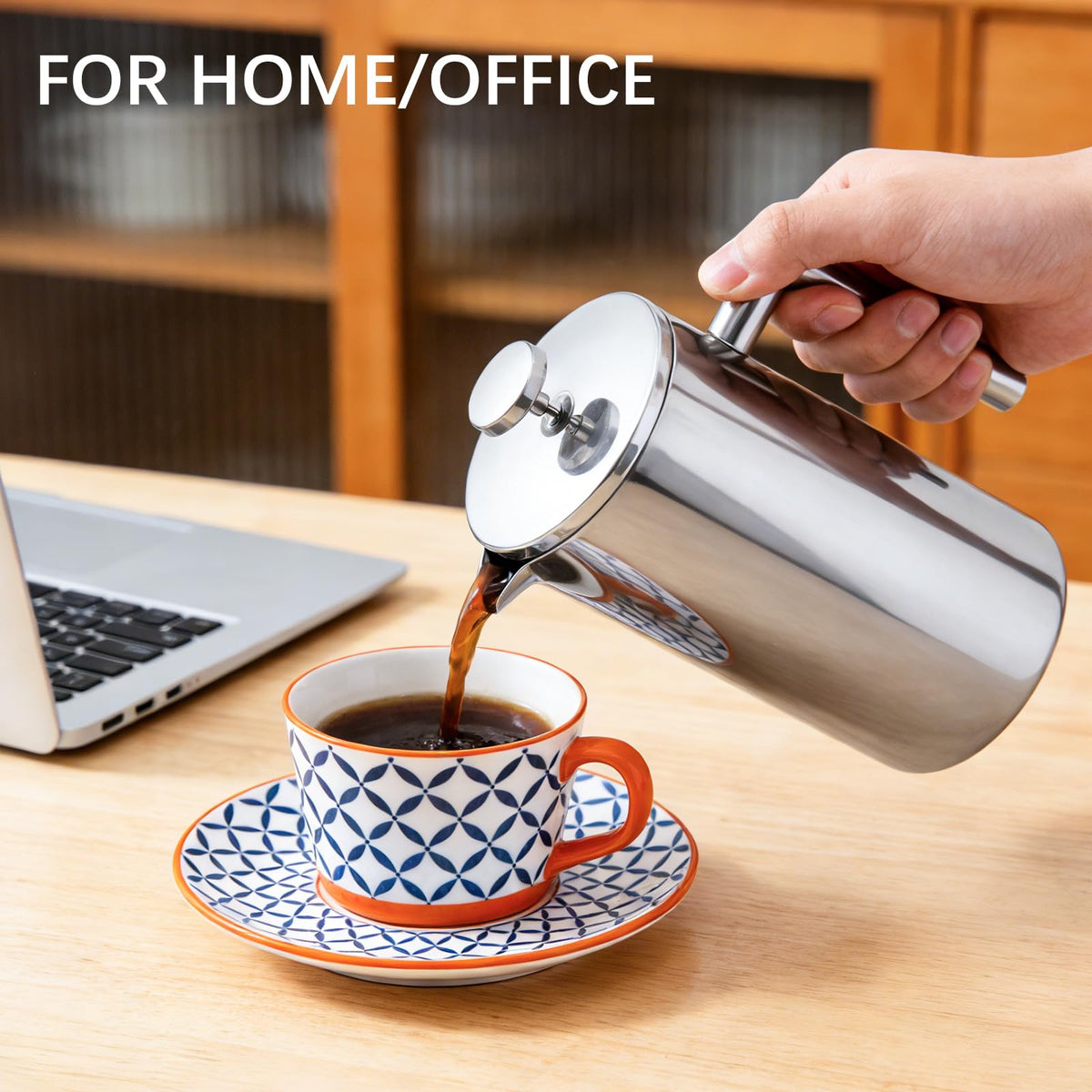 34OZ Stainless Steel French Press Coffee Maker with 2 Extra Filters S3253